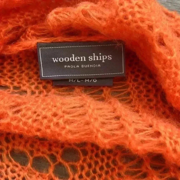 wooden Ships | Orange mohair and wool blend  knit cardigan - Picture 8 of 10